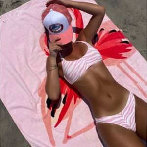 No longer sold pink zebra stripe traingl bikini. Perfect condition worn twise